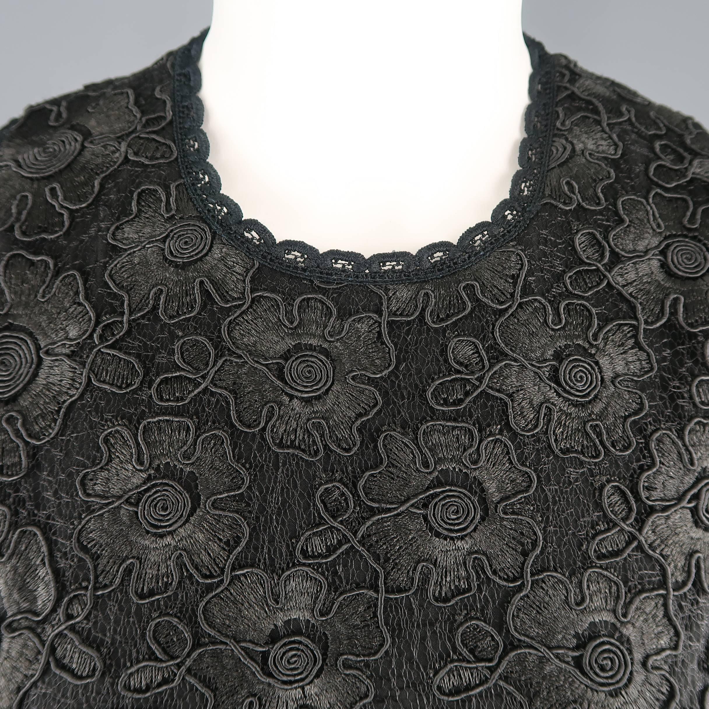 ALEXIS Size XS Black Lace Open Back Flair Skirt Cocktail Dress In New Condition In San Francisco, CA
