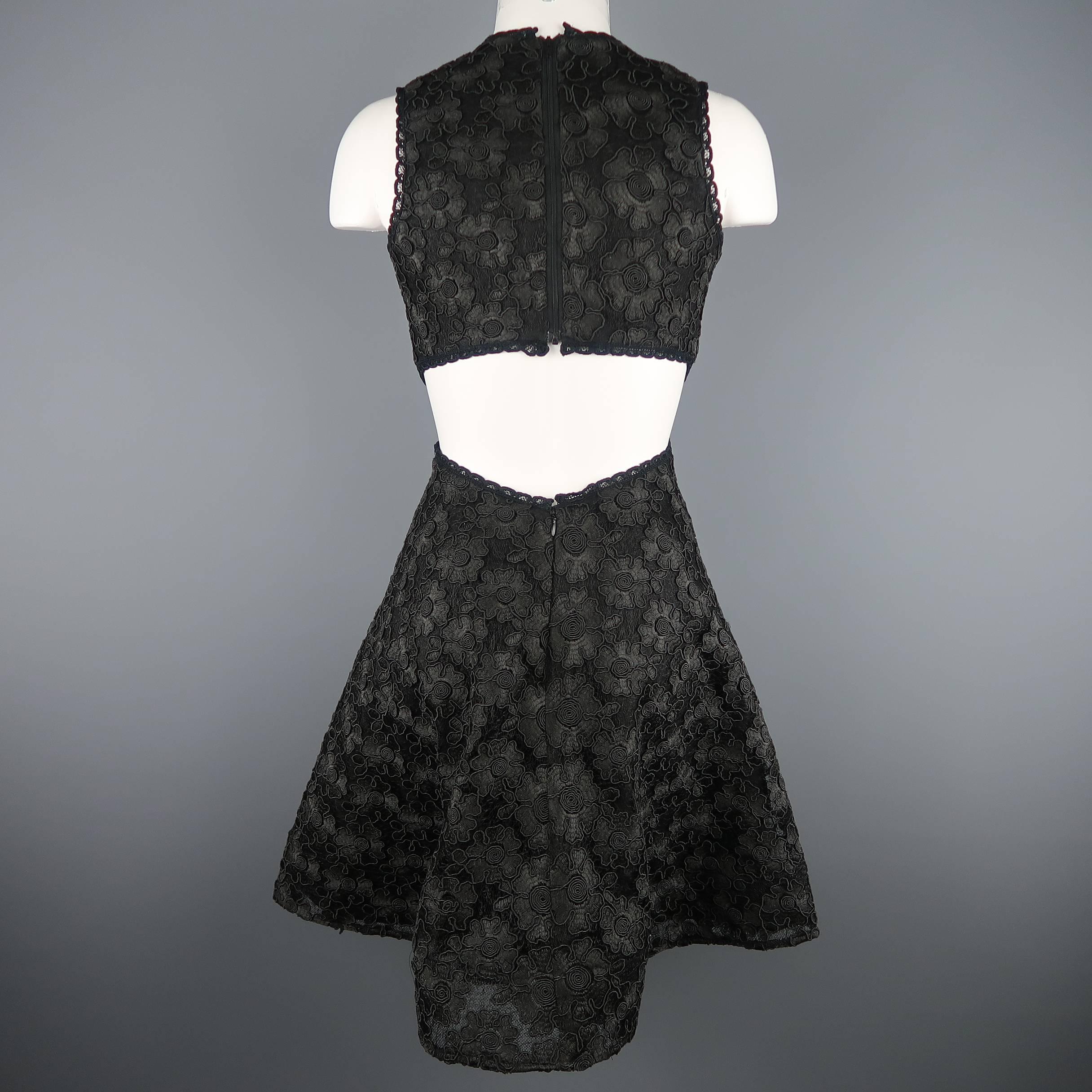 ALEXIS Size XS Black Lace Open Back Flair Skirt Cocktail Dress 3