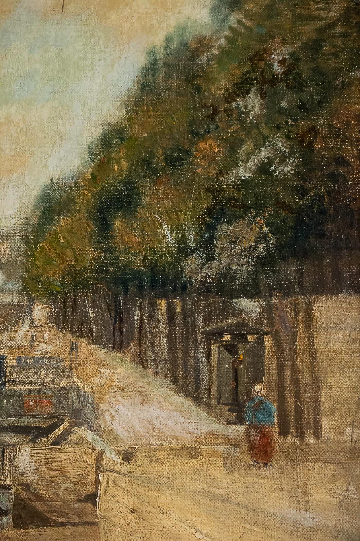 Alexis Vollon Oil on Canvas Bords de Seine à, Paris, Circa 1930 For Sale 3