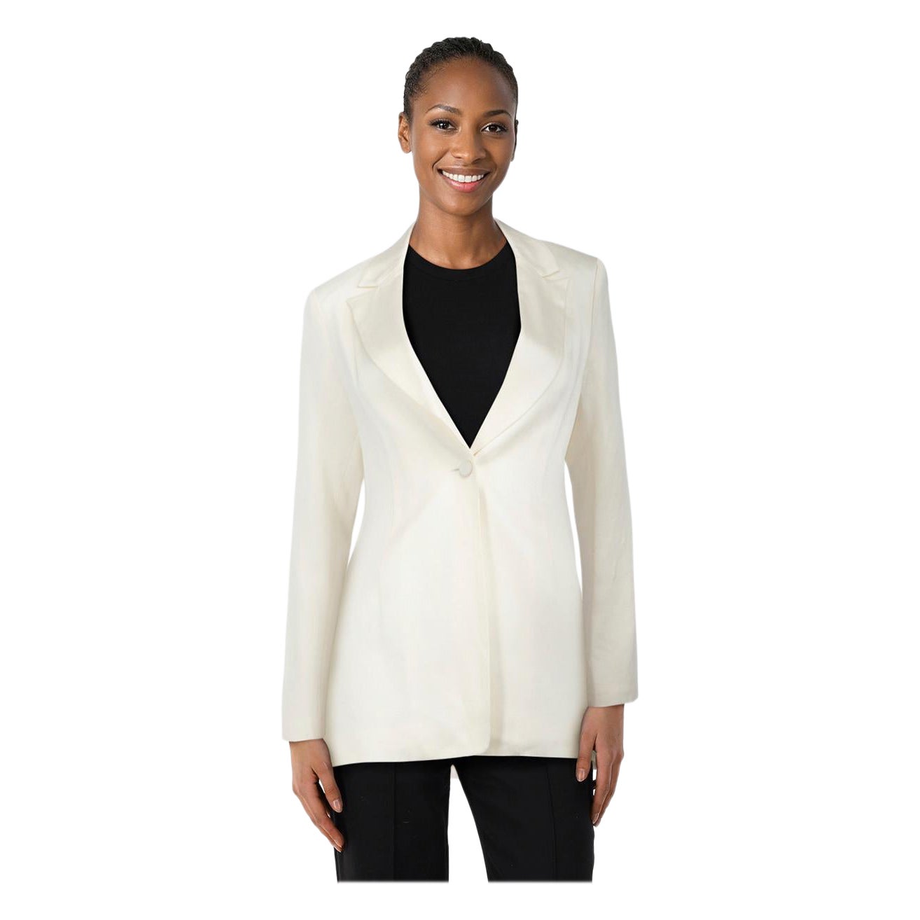 Alexis White Satin Single Breasted Blazer Size S im Angebot