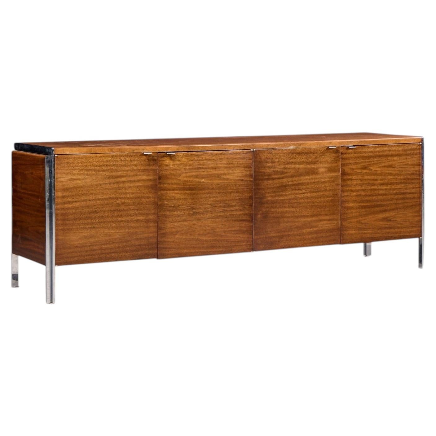 Alexis Yermakov for Stow & Davis Electra Series Walnut and Chrome Credenza For Sale