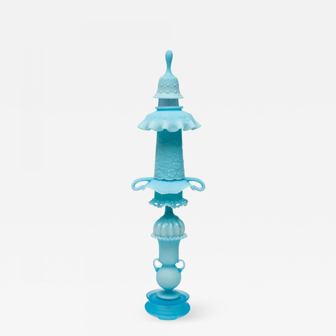 Blue Sating Glass Stalagmite no.001  - Sculpture by Alexis Zambrano