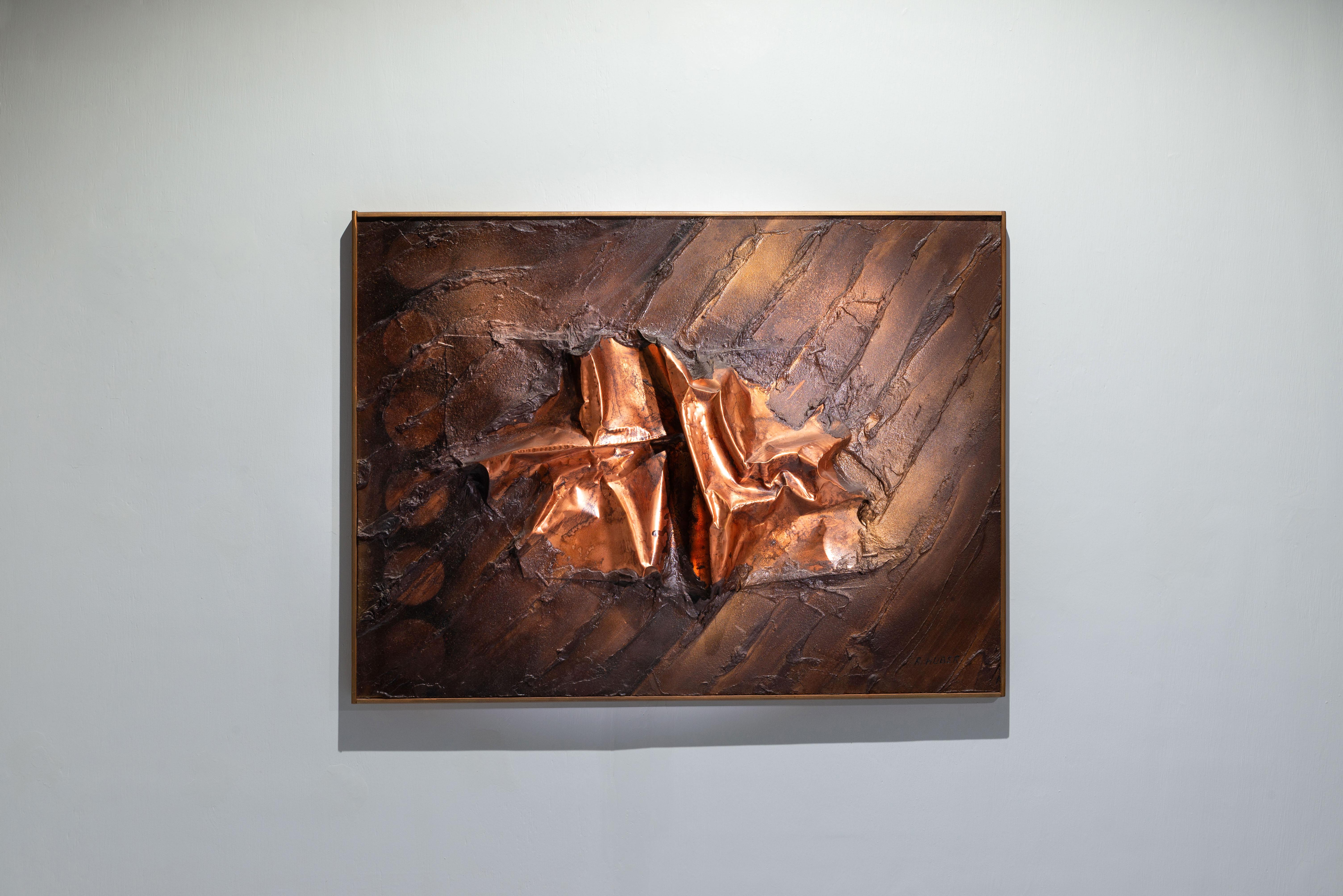 Alexius Huber Early Copper Relief Painting Sweden 1960 In Good Condition For Sale In Etten-Leur, NL