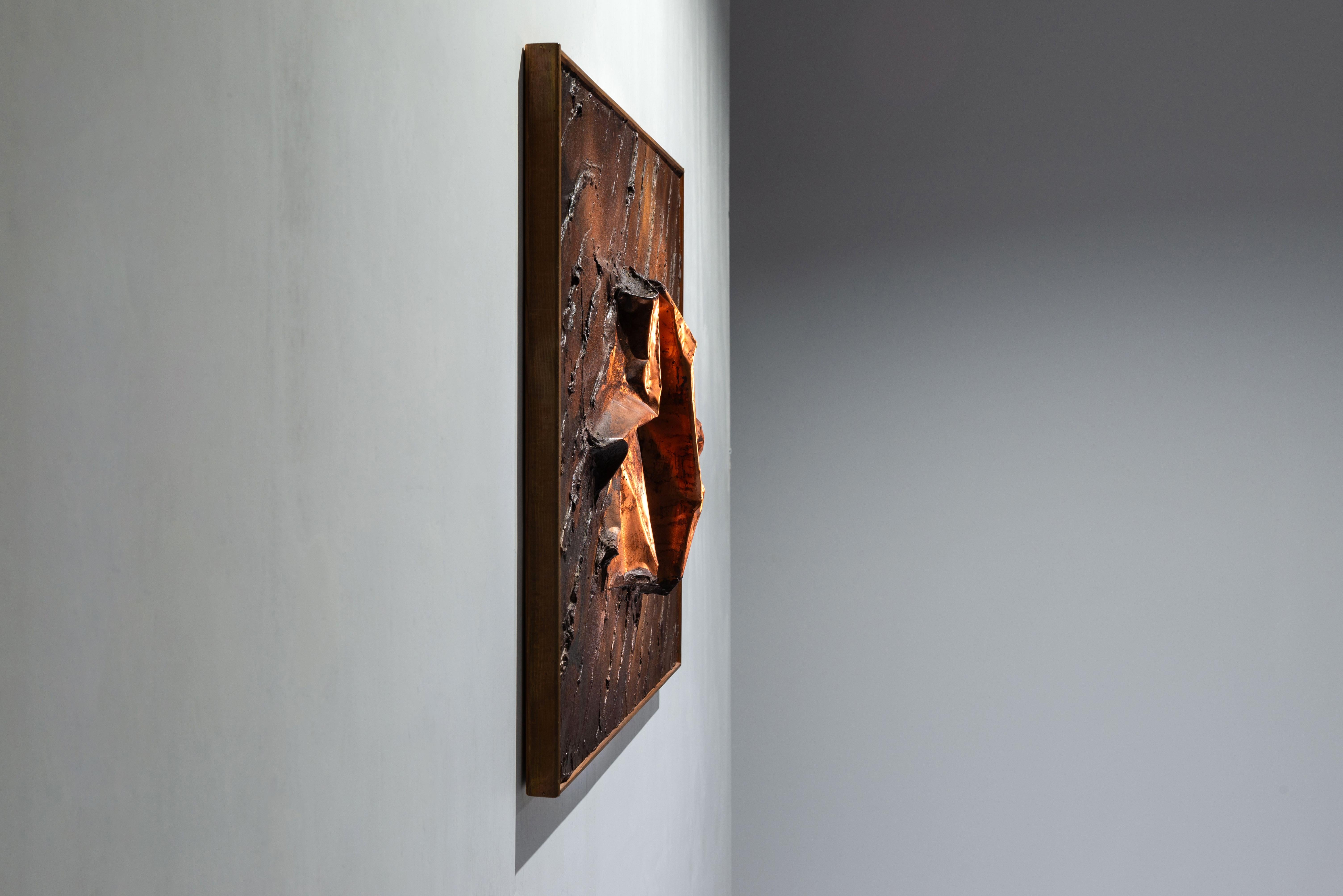 Mid-20th Century Alexius Huber Early Copper Relief Painting Sweden 1960 For Sale