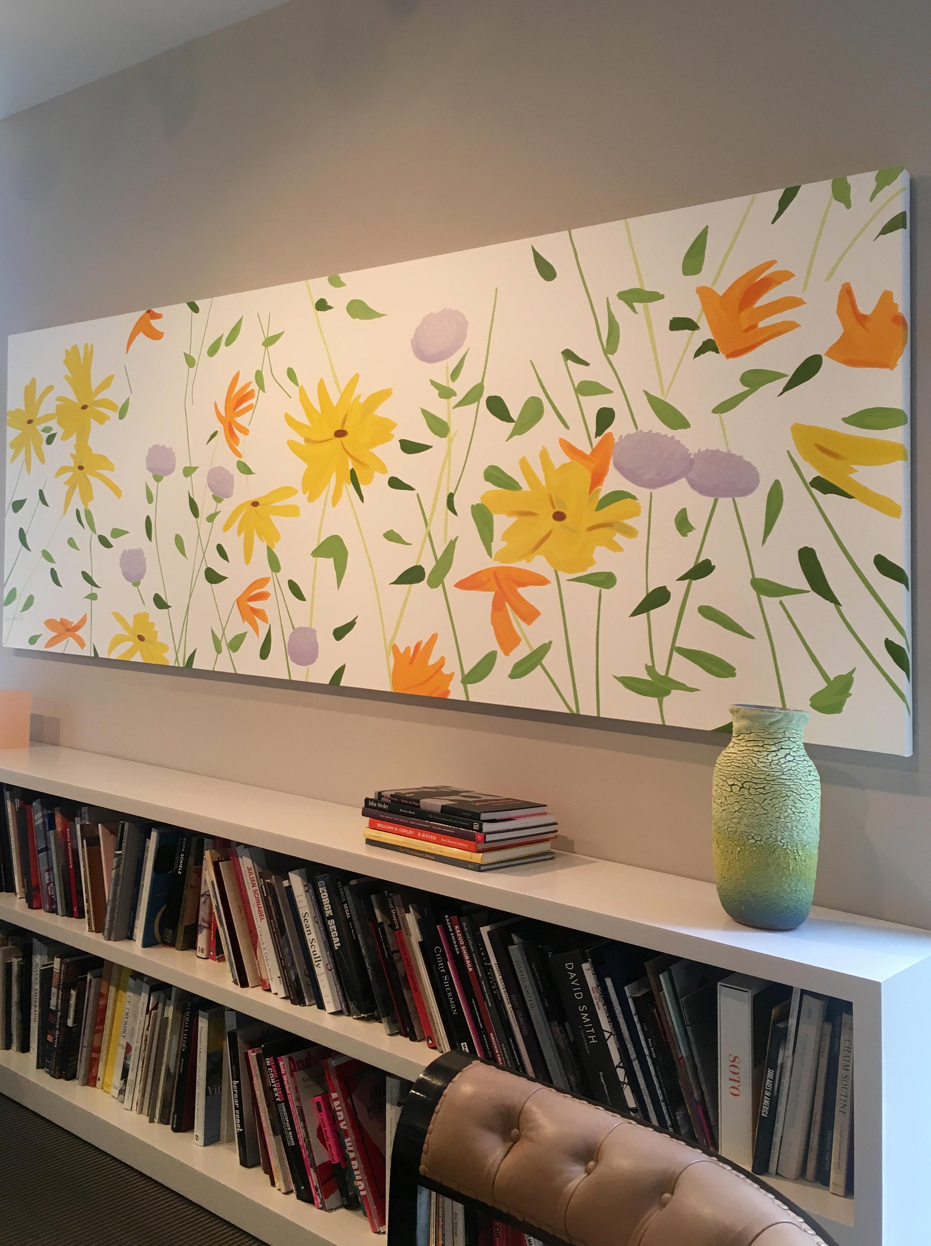 Inspired by the wild flowers that grew around his home in Maine, Alex Katz began painting flowers in the 1950s. Inspired by the sense of movement, his flowers have continued to be an iconic subject matter for the 93 year old painter. 