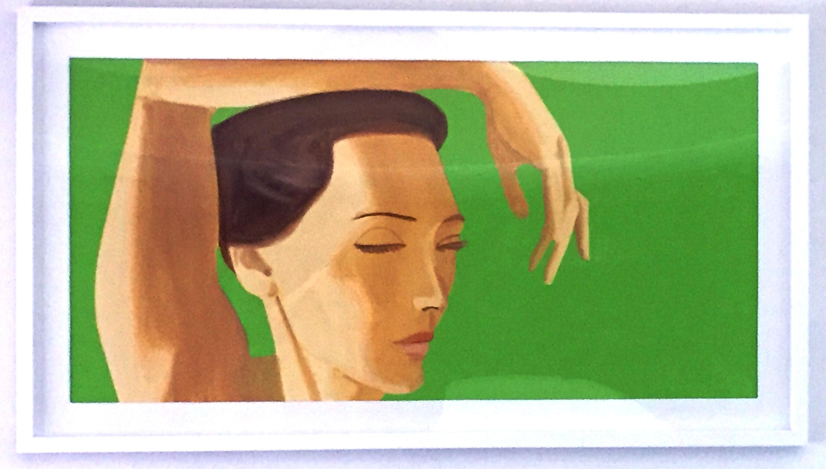 Homage to Degas- Contemporary Portrait Lime Green - Print by Alex Katz