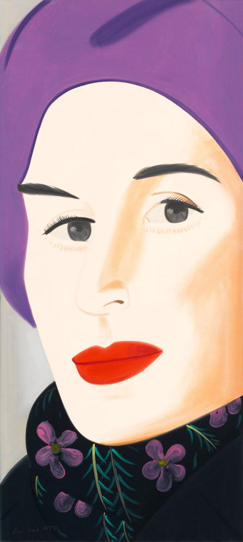 Alex Katz Portrait Print - Purple Hat Ada