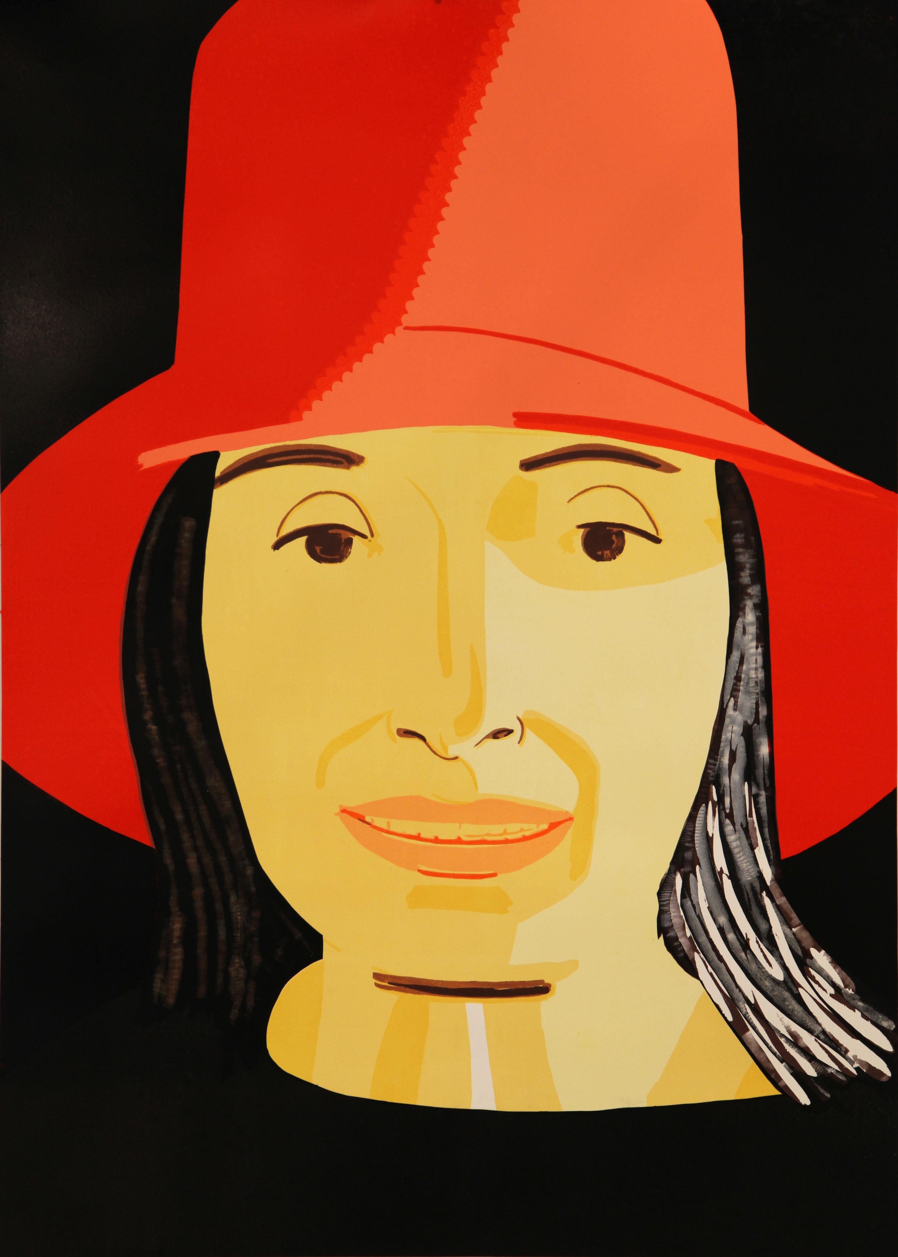 Alex Katz Portrait Print - Red Hat Ada