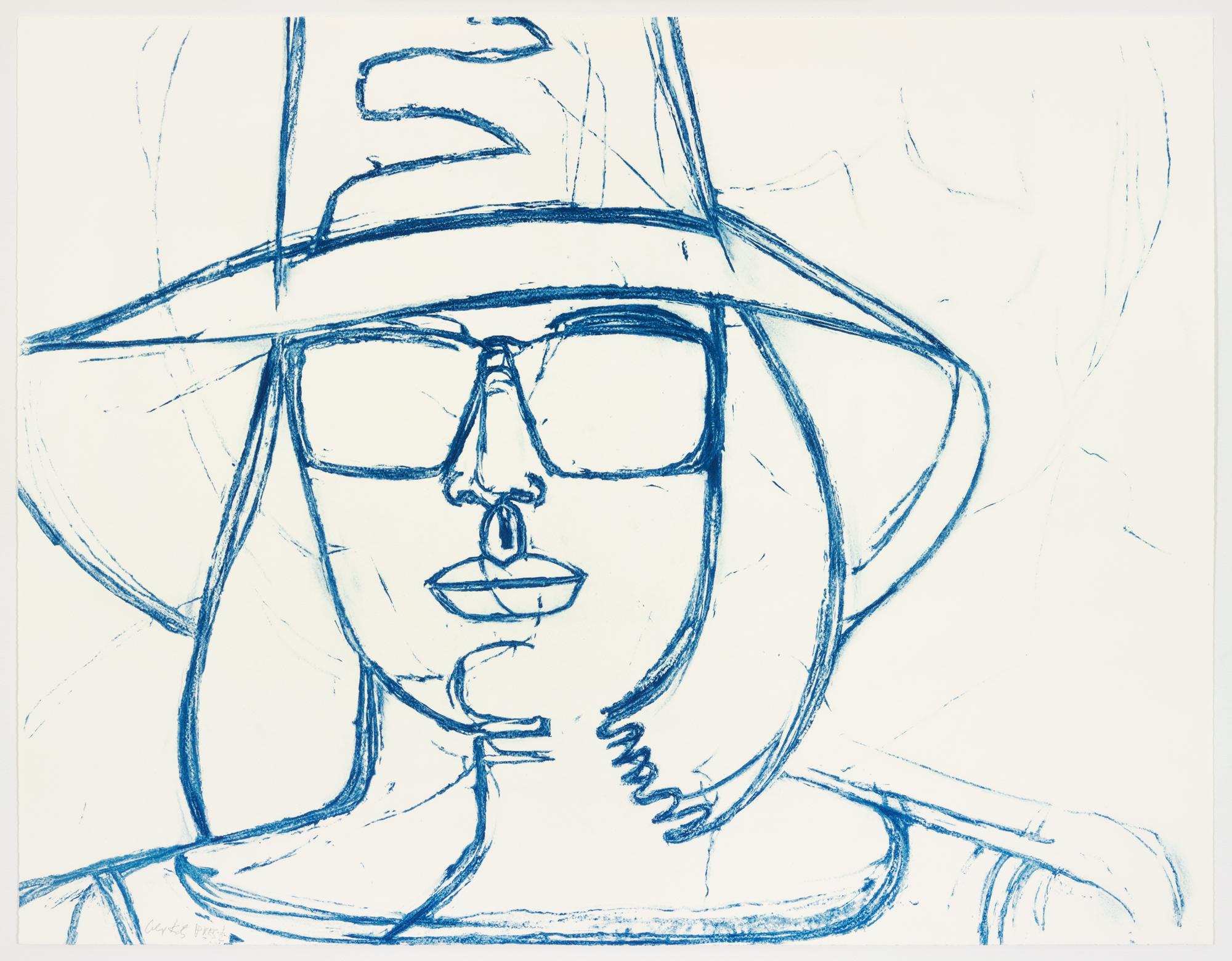 Alex Katz Portrait Print - White Hat And Sunglasses