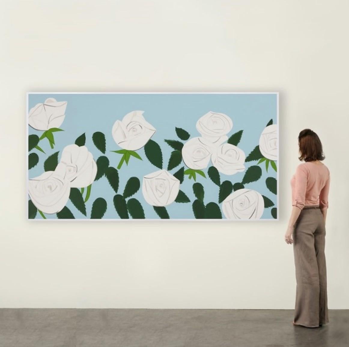 Weiße weiße Rosen - Zeitgenössisch, 21. Jahrhundert, Siebdruck, limitierte Auflage, Katz, Blau im Angebot 3