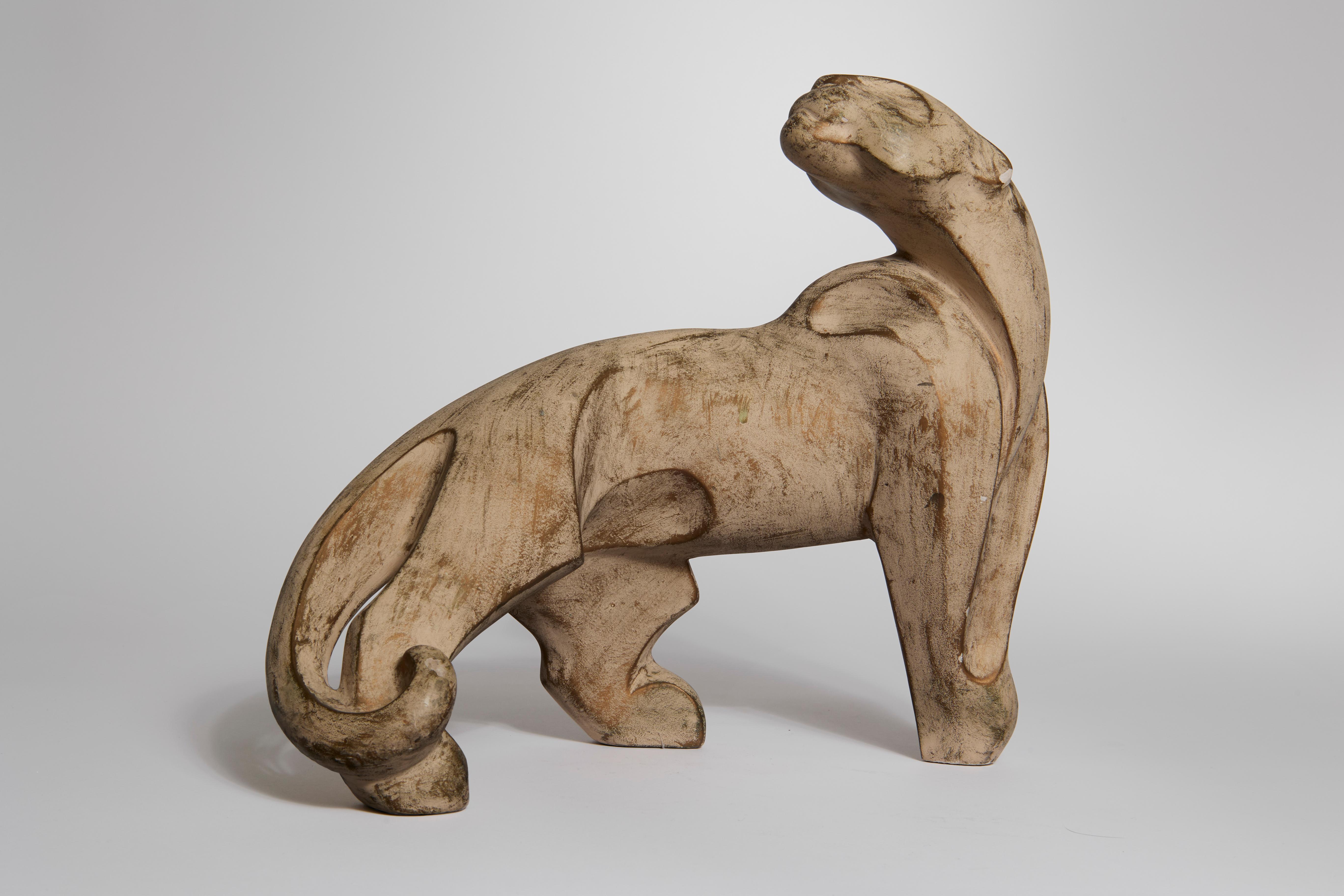 Alexsander Danel Figurative Sculpture - Brutalist Late 20th Century Figurative Panther Sculpture