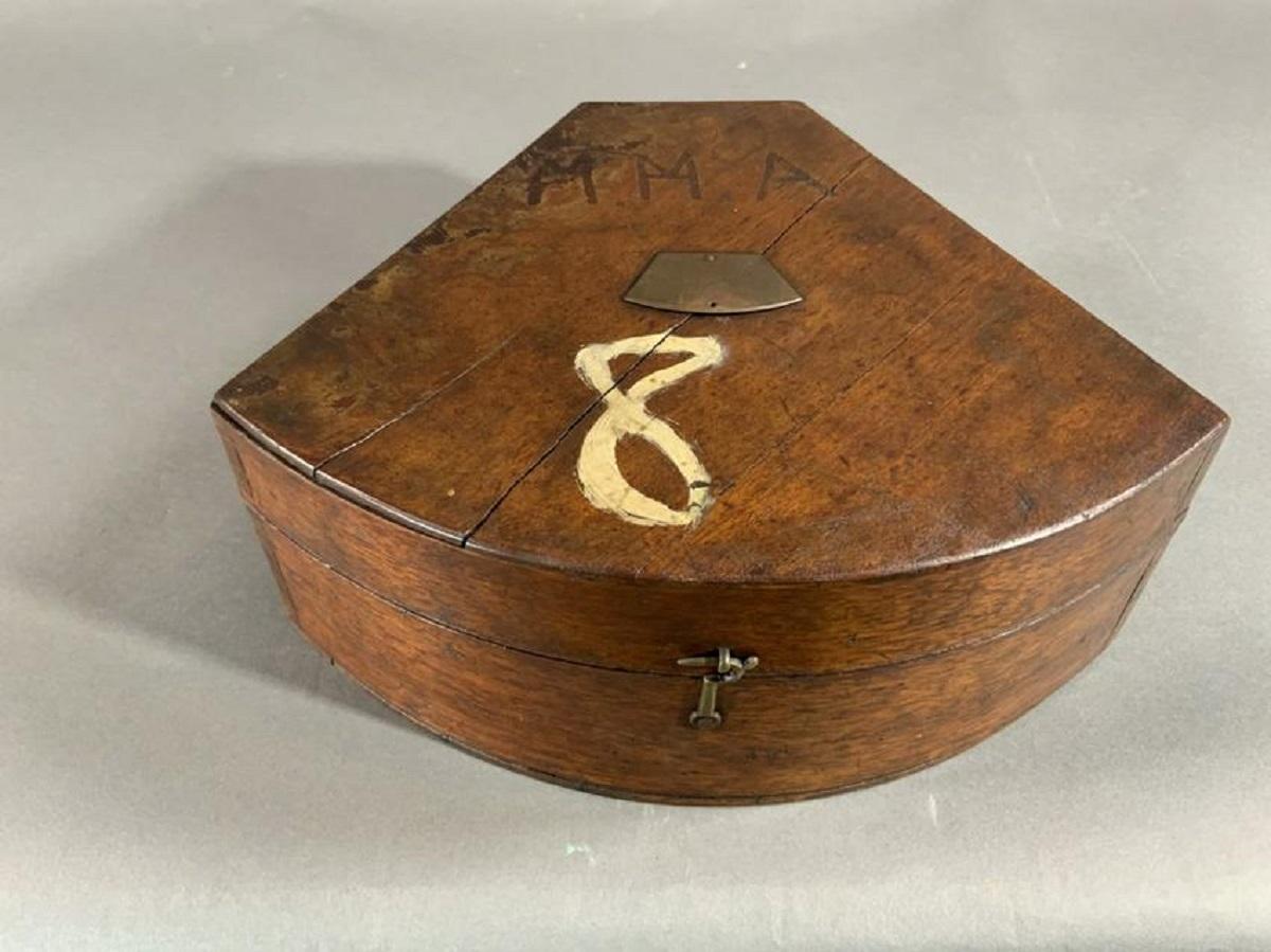 19th century ship's sextant by A. Cairns, 32 Waterloo Rd. Liverpool. Lattice frame fitted with colored filters in a kidney shaped box with brass badge on lid.

Overall dimensions: 5