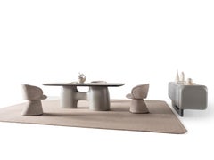 Mesa de Comedor ALF 95'' con 6 Sillas Giratorias de Roble Antracita Figurado