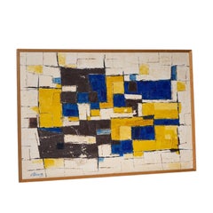 Alf Kahn Mid Century Signed 1970 Swedish Oil On Canvas Painting