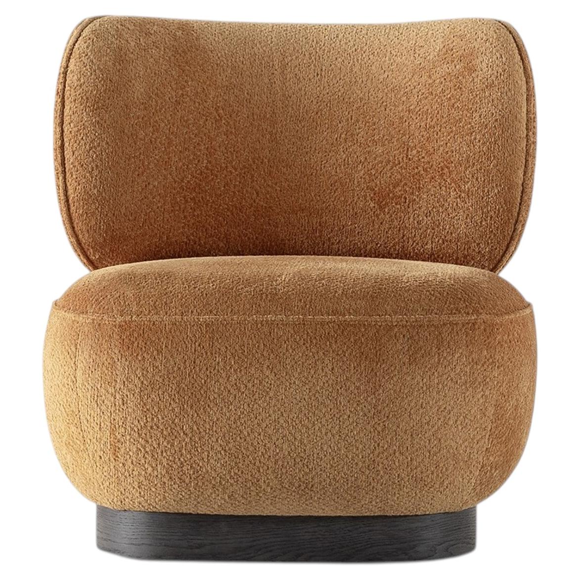 ALF Lounge Chair in Warm Caramel Textured Upholstery with Anthracite Oak Base For Sale
