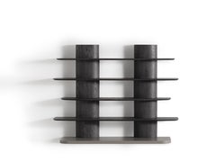 ALF Sculptural Bookcase in DARK OAK Wood with Dark Grey Lacquer Base