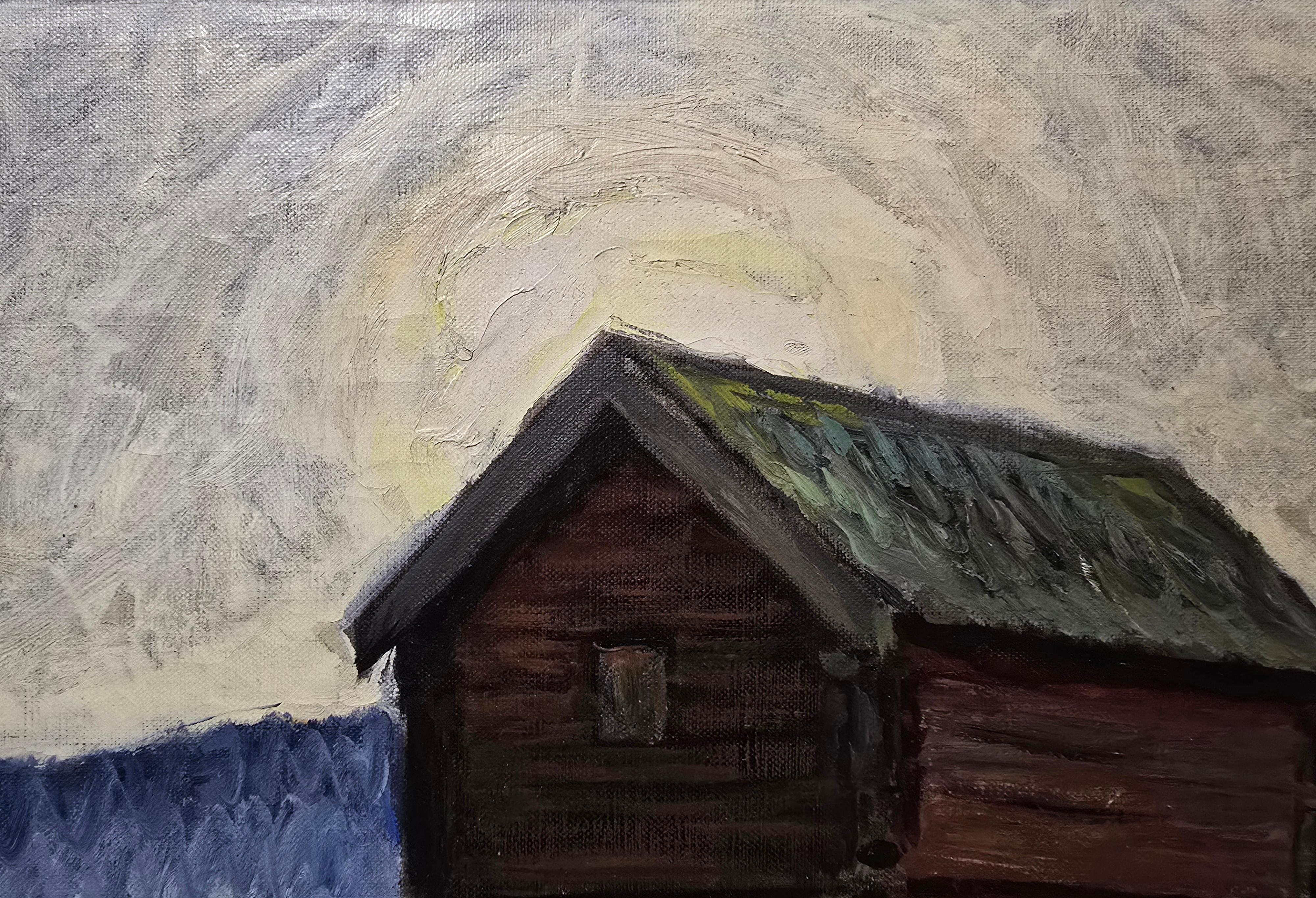Stolphärbre au clair de lune - Gris Landscape Painting par Alf Sundstrom 