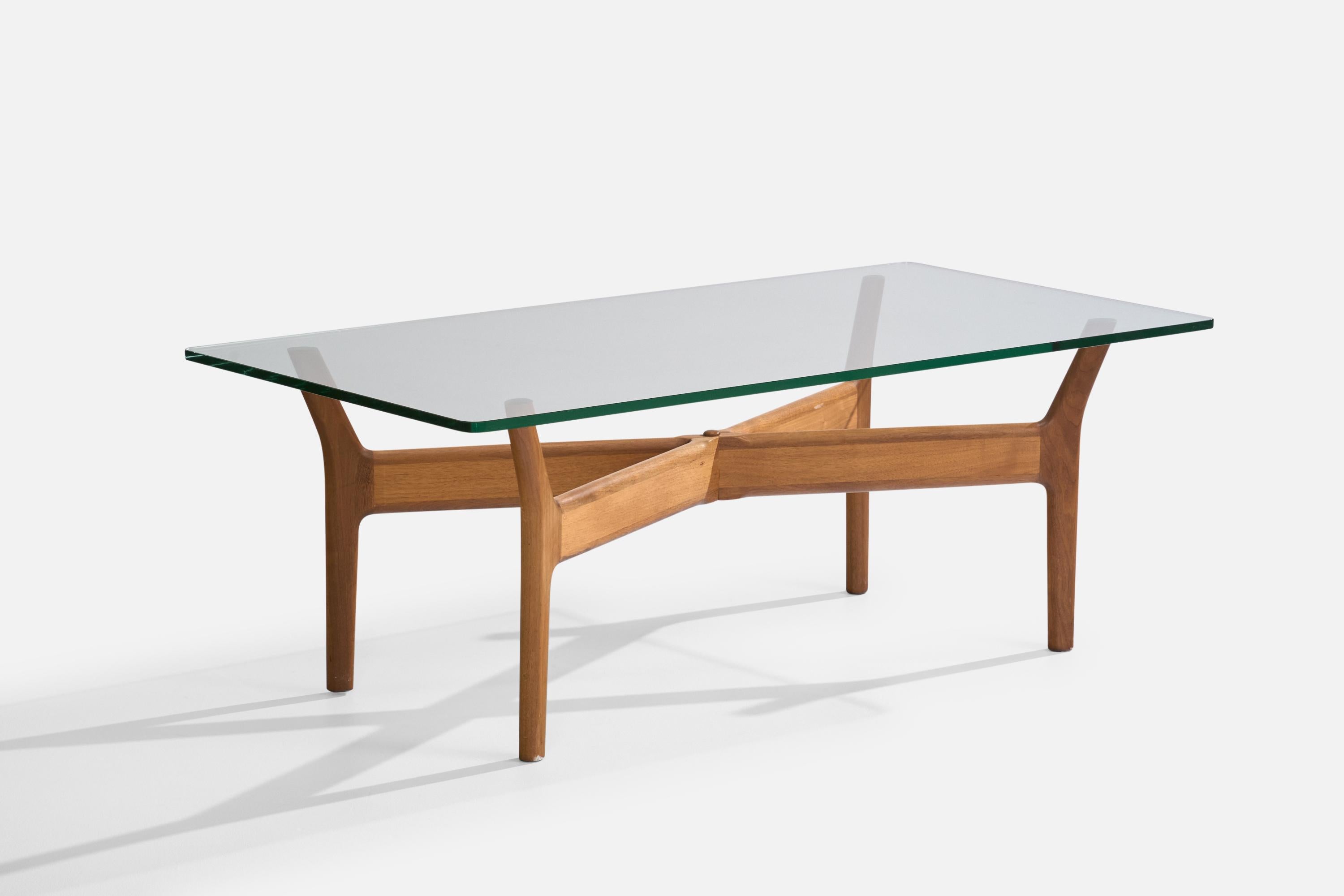 Tavolino in teak e vetro disegnato da Alf Svensson e prodotto da Bra Bohag, Svezia, anni '50 circa.

Dimensioni: 19,9