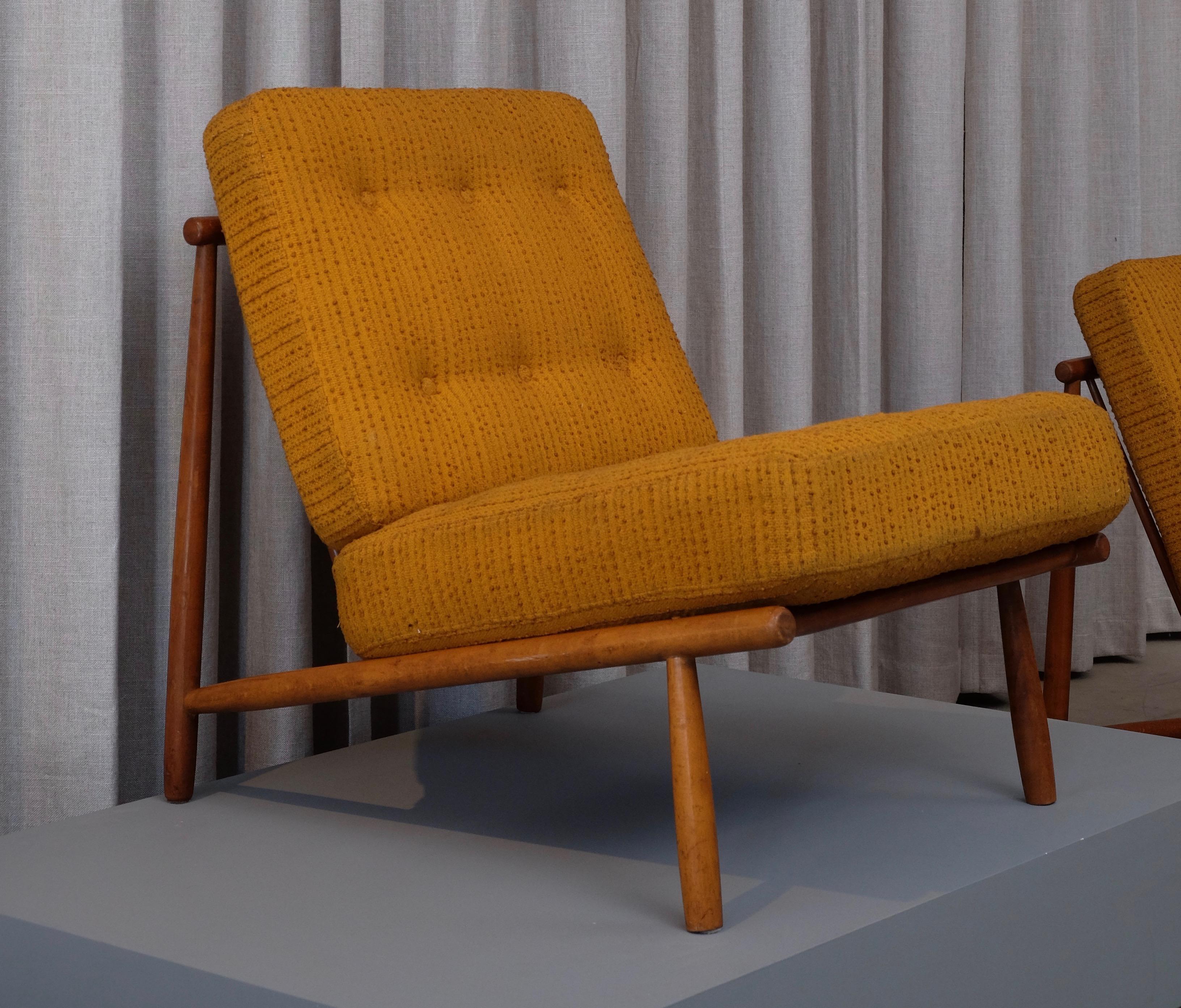 Beech Alf Svensson Easy Chairs Model Domus by DUX, 1960s