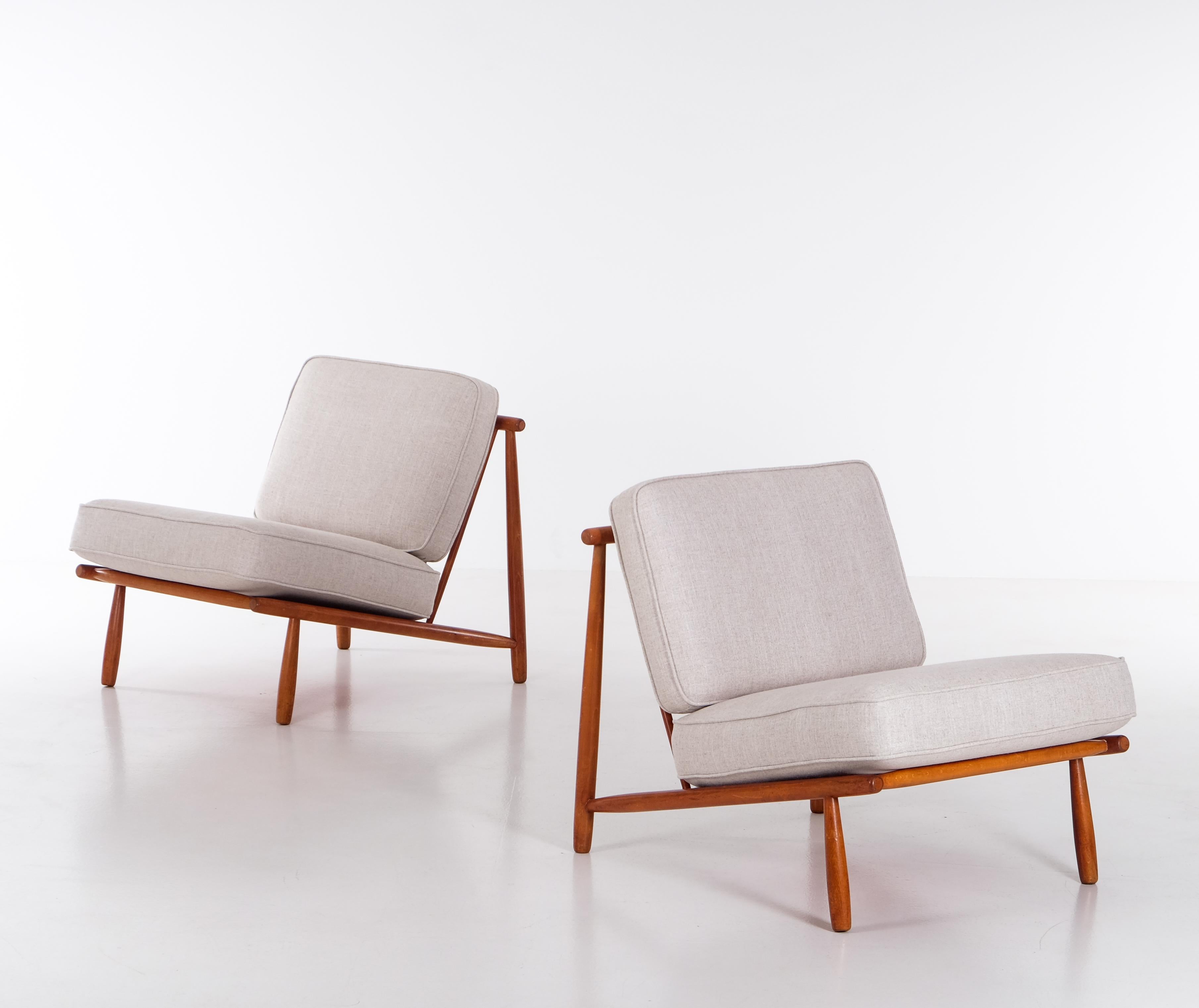 Hêtre Fauteuils Alf Svensson modèle 'Domus' par DUX, Suède, années 1950 en vente