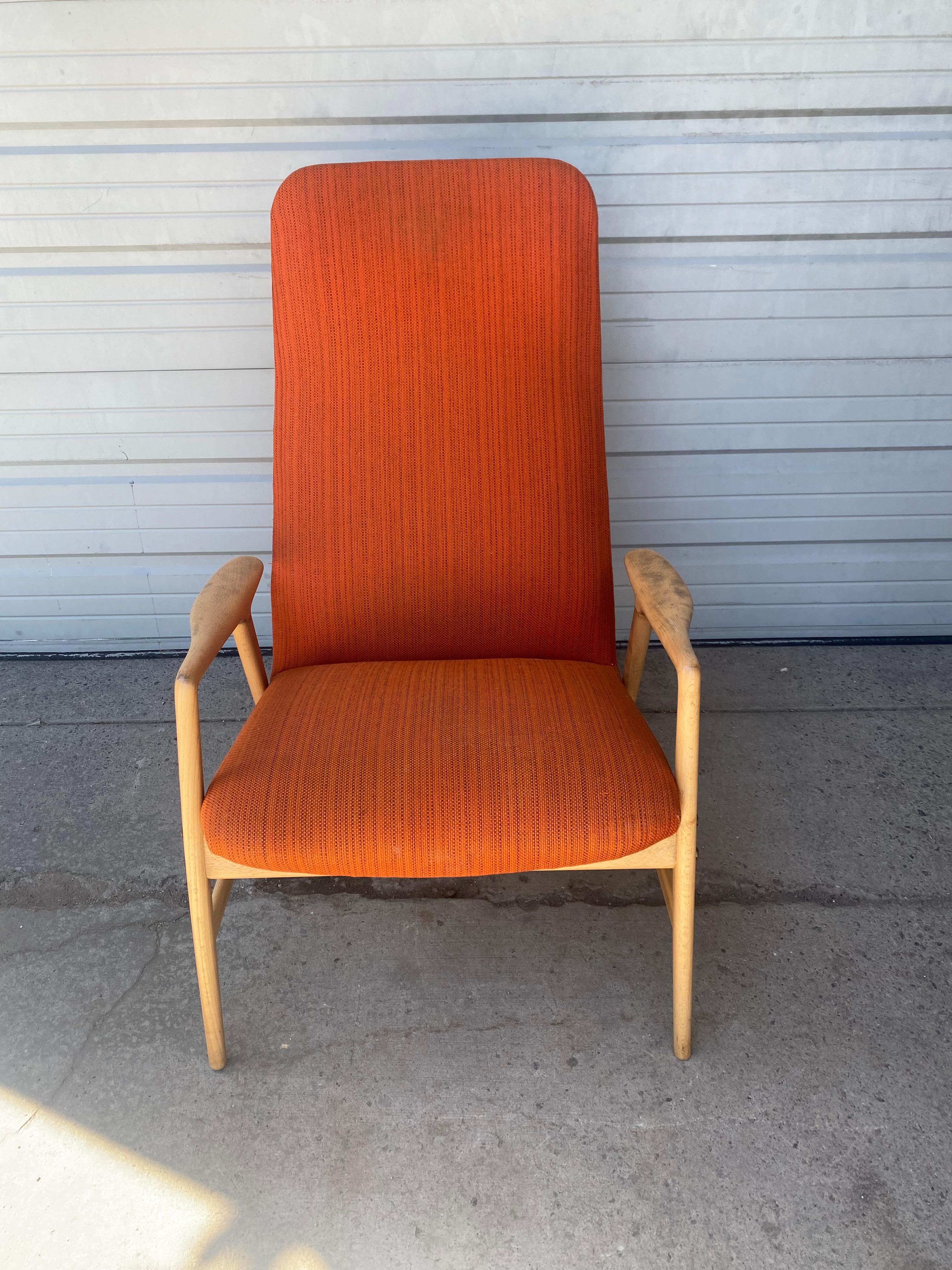 Alf Svensson for Fritz Hansen Model 4312 Highback 2-position Lounge Chair In Good Condition In Buffalo, NY