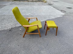 Alf Svensson Kontour Reclining Lounge Chair and Ottoman for Fritz Hansen 1957