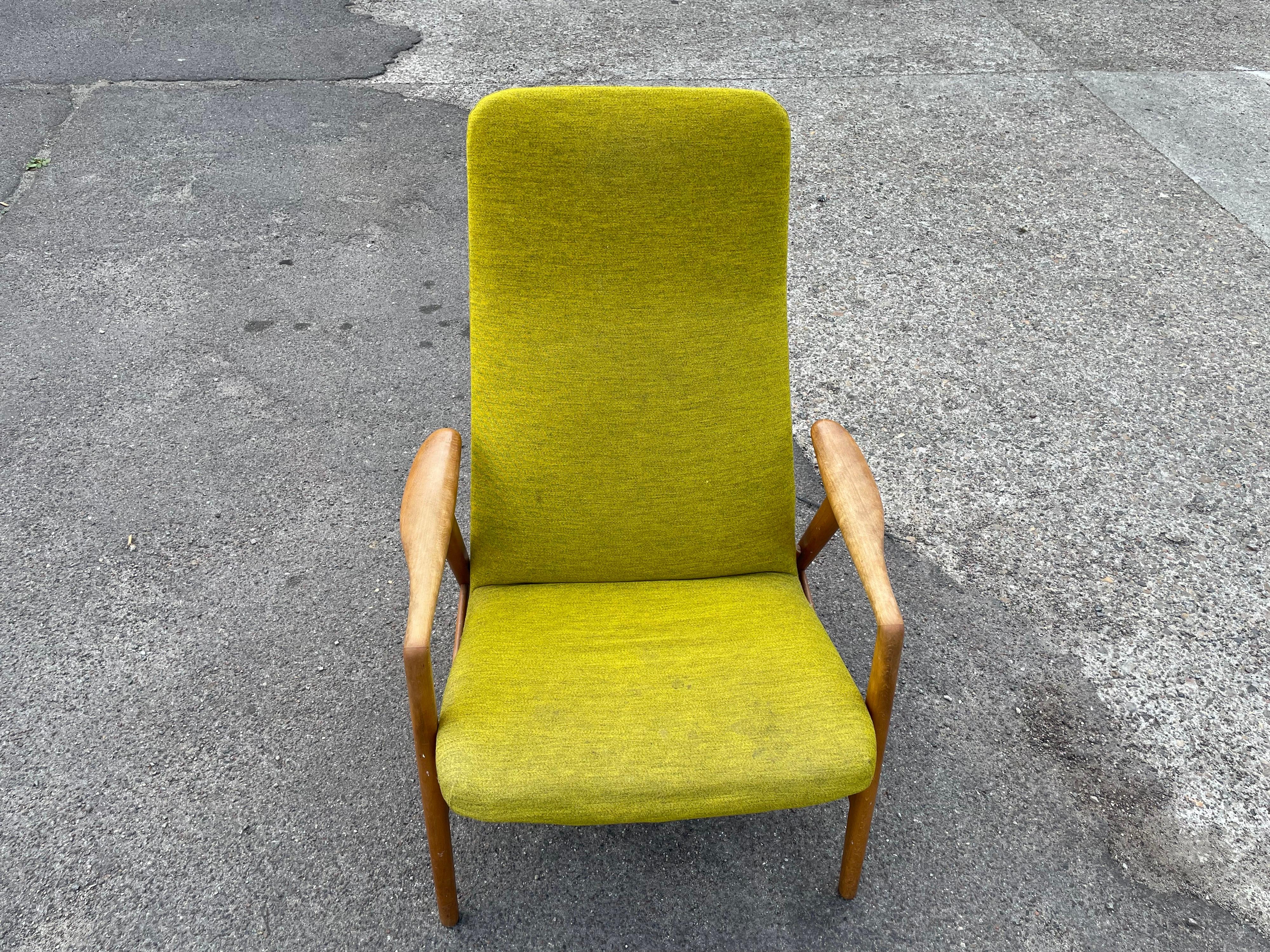 Mid-Century Modern Alf Svensson Kontour Reclining Lounge Chair and Ottoman for Fritz Hansen 1957