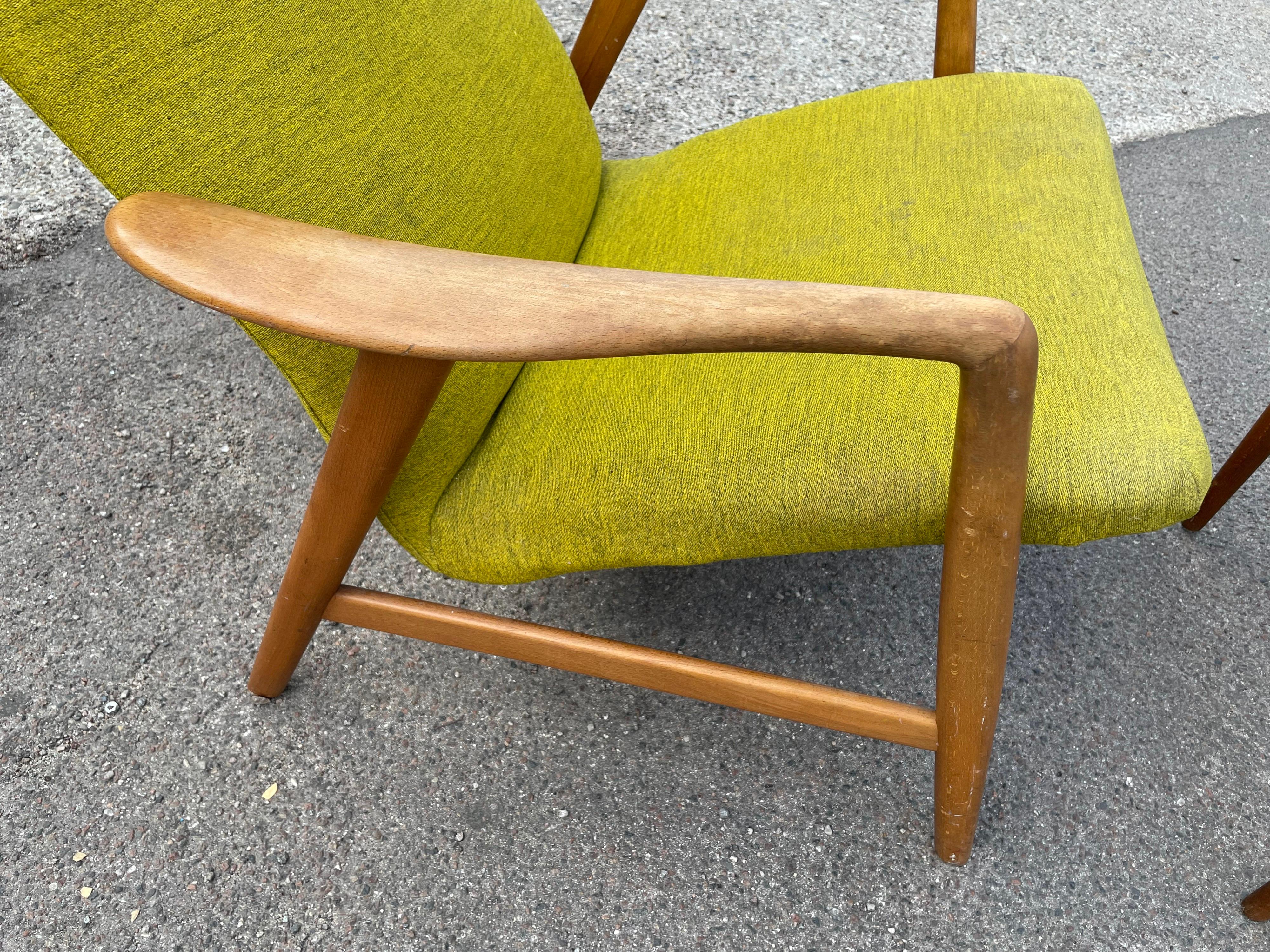 Danish Alf Svensson Kontour Reclining Lounge Chair and Ottoman for Fritz Hansen 1957