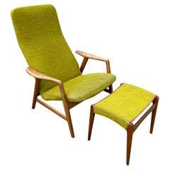 Alf Svensson Kontour Reclining Lounge Chair and Ottoman for Fritz Hansen 1957