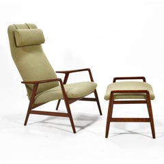 Alf Svensson Kontour Reclining Lounge Chair and Ottoman