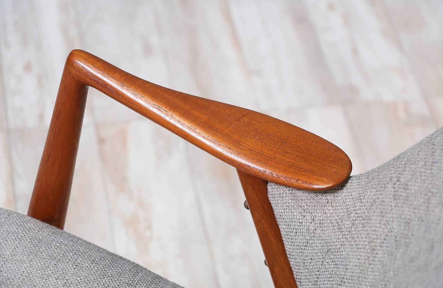 Fabric Alf Svensson “Kontur” Teak Armchair for DUX