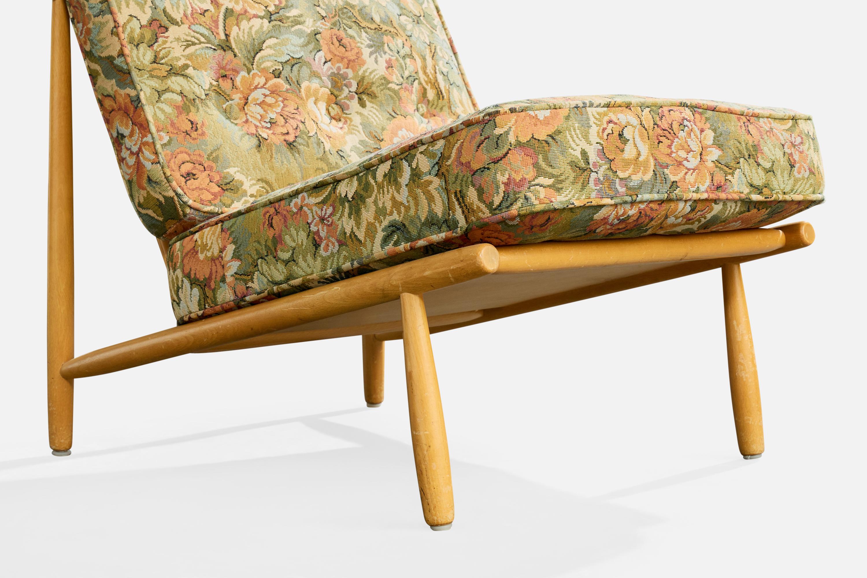 Alf Svensson, chaise longue, Wood, tissu, Suède, années 1960 en vente 3