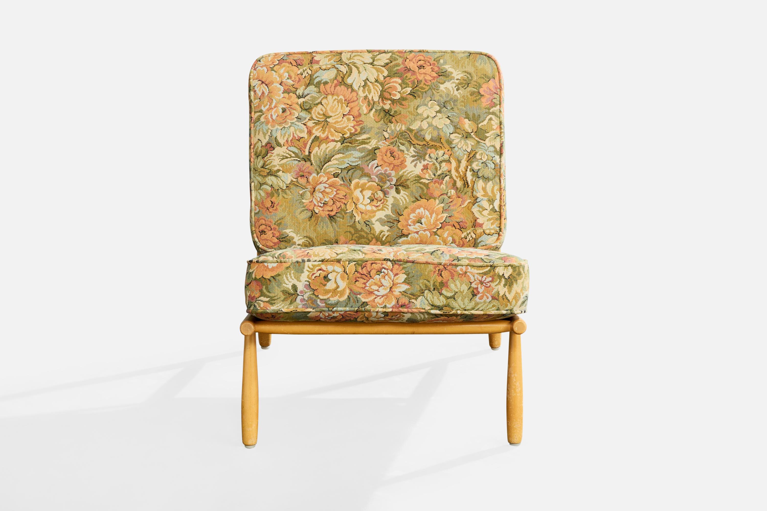 Mid-Century Modern Alf Svensson, chaise longue, Wood, tissu, Suède, années 1960 en vente