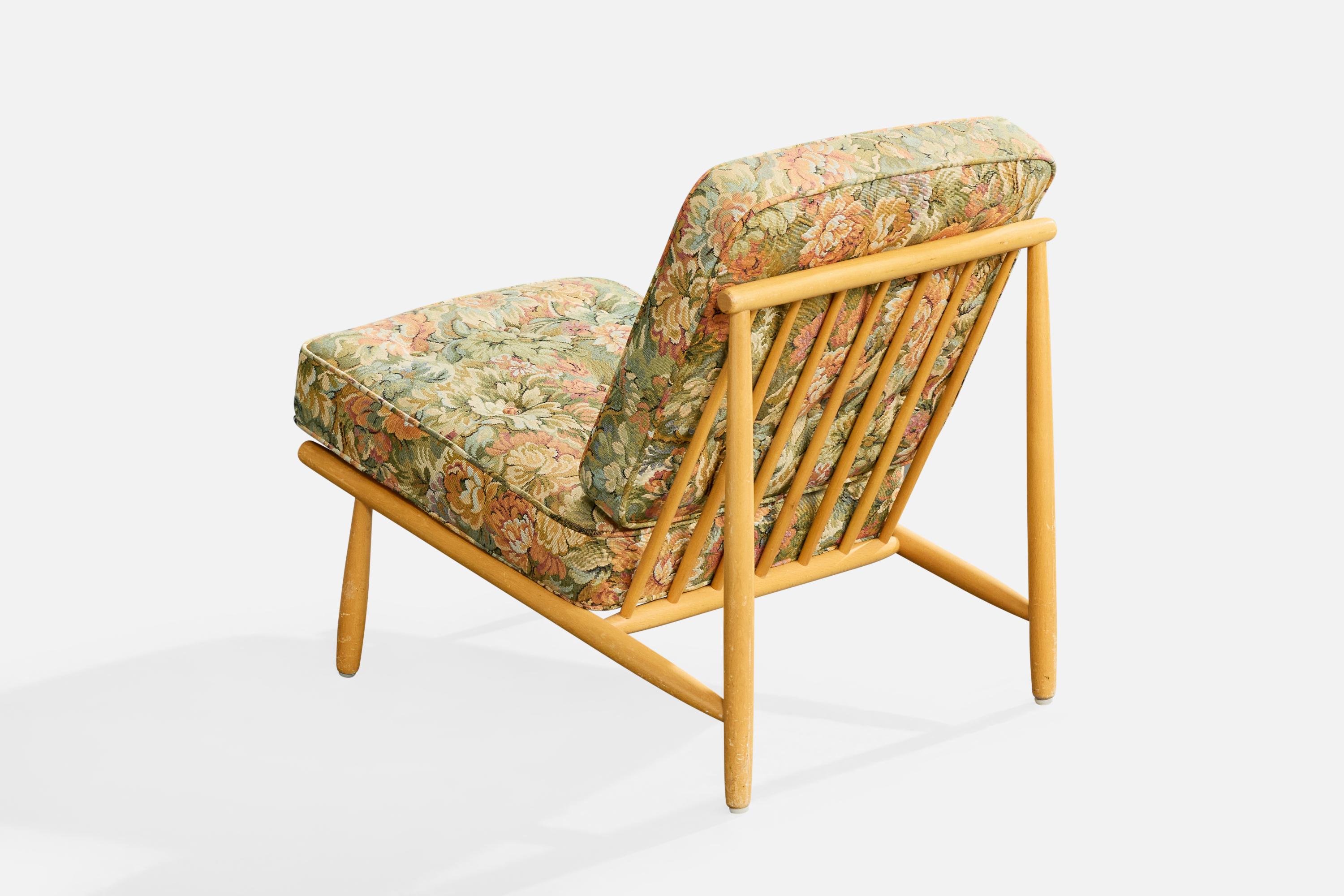 Alf Svensson, chaise longue, Wood, tissu, Suède, années 1960 État moyen - En vente à High Point, NC