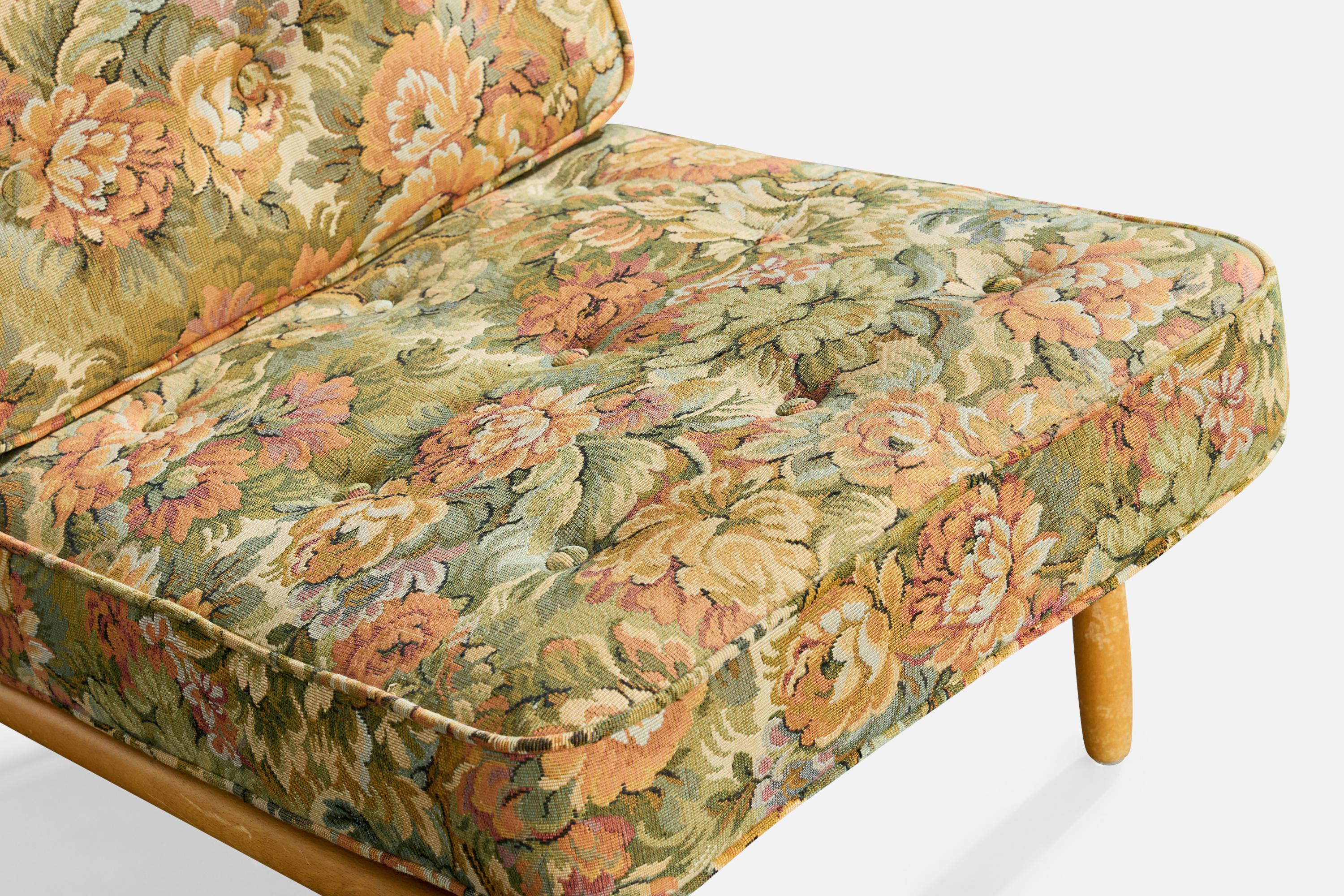 Alf Svensson, chaise longue, Wood, tissu, Suède, années 1960 en vente 2