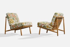 Alf Svensson, Lounge Chairs, Beech, Fabric, Sweden, 1960s