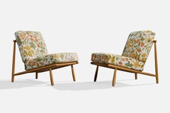 Alf Svensson, Lounge Chairs, Beech, Fabric, Sweden, 1960s