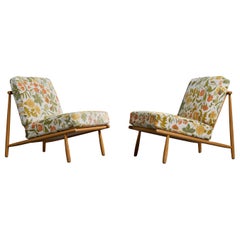 Alf Svensson, Lounge Chairs, Beech, Fabric, Sweden, 1960s