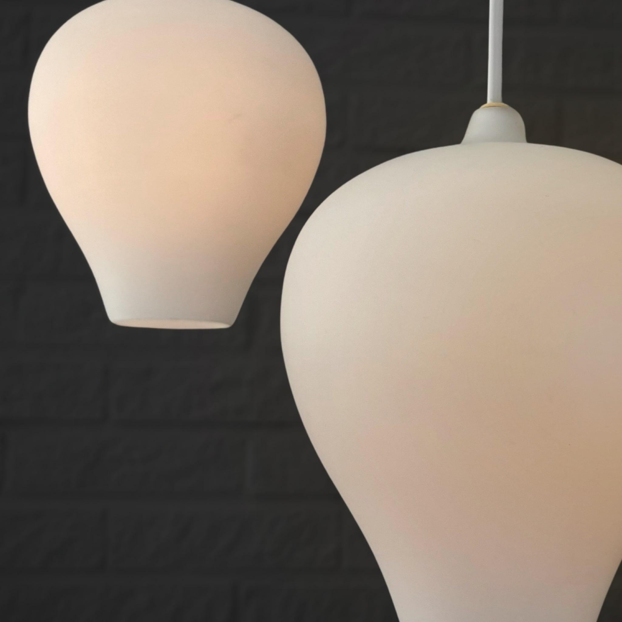 Alf Svensson, modernist pendant lamp, opal glass, Bergboms, Sweden, 1950s For Sale 4