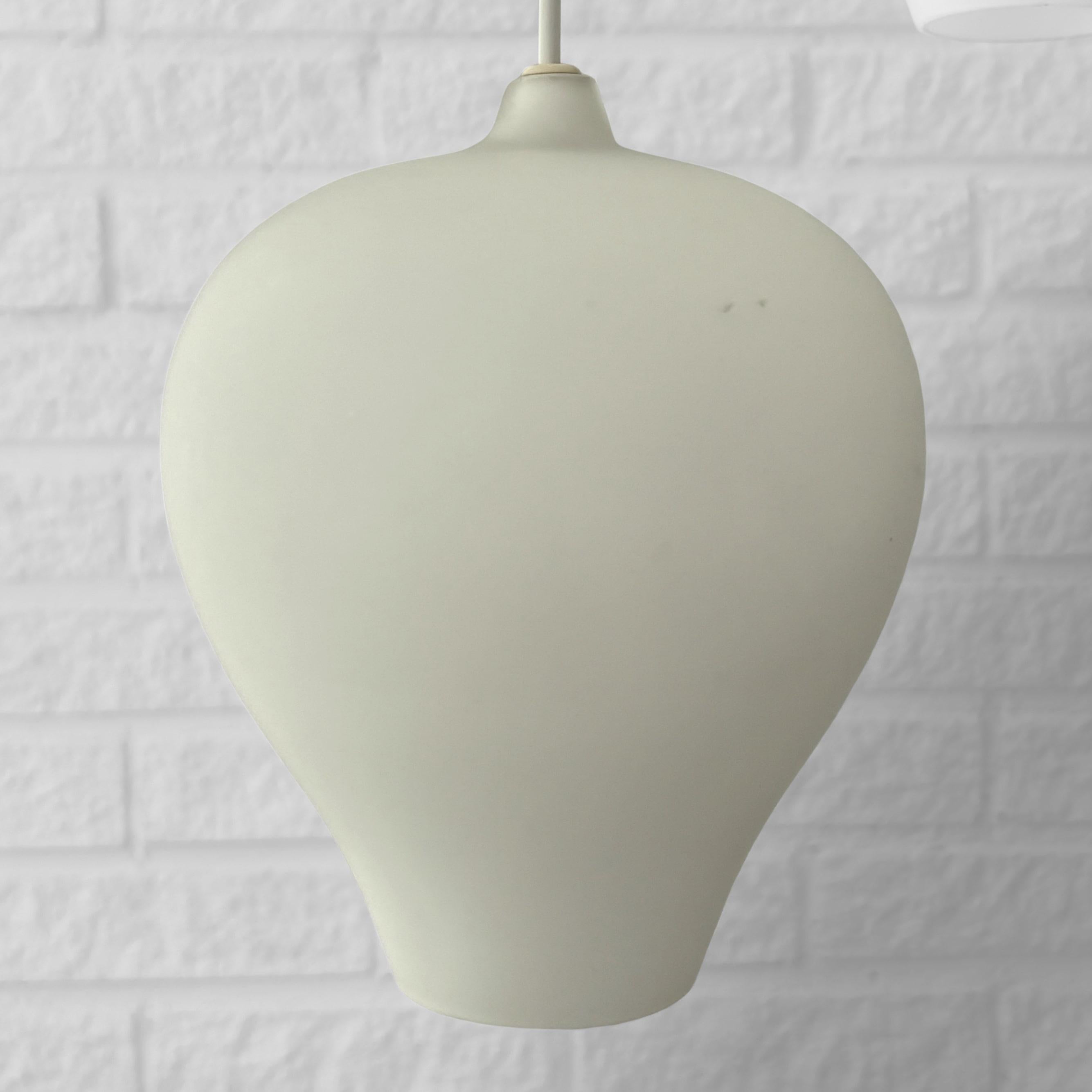 Alf Svensson, modernist pendant lamp, opal glass, Bergboms, Sweden, 1950s For Sale 2