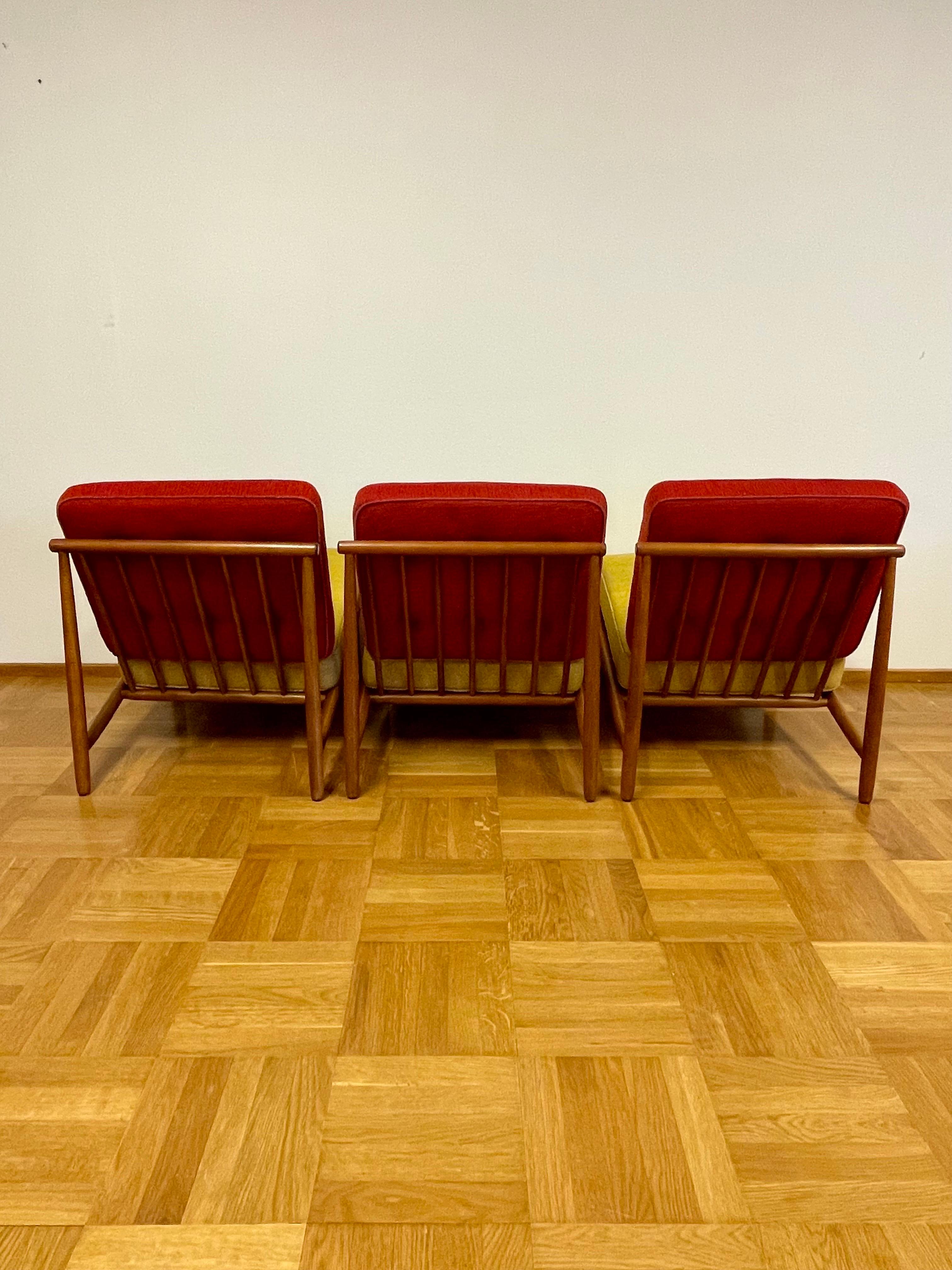 Swedish Alf Svensson Set of 3 Domus Easy Chairs by DUX