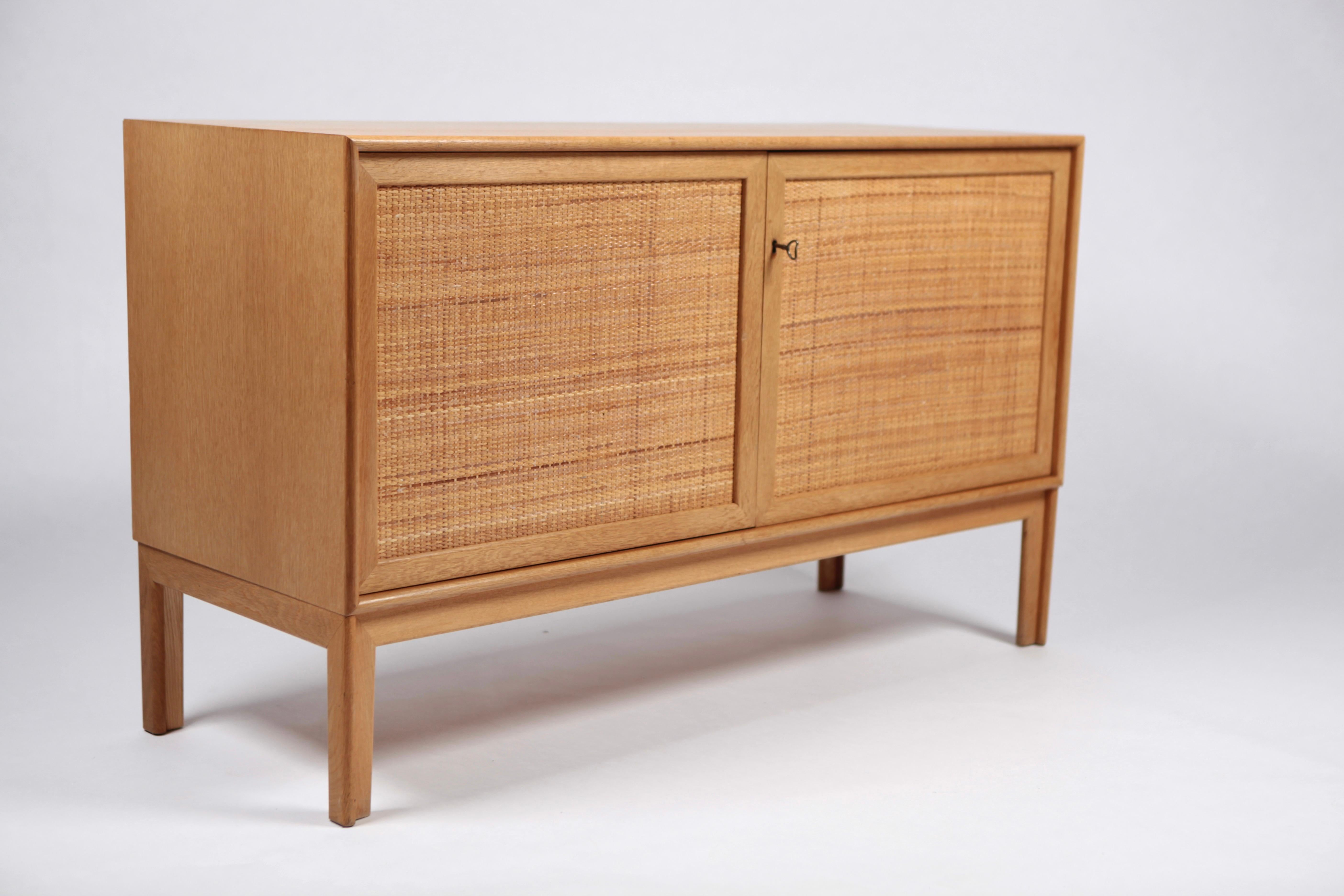 Mid-20th Century Alf Svensson, Sideboard in Oak and Rattan, Sweden, 1960s