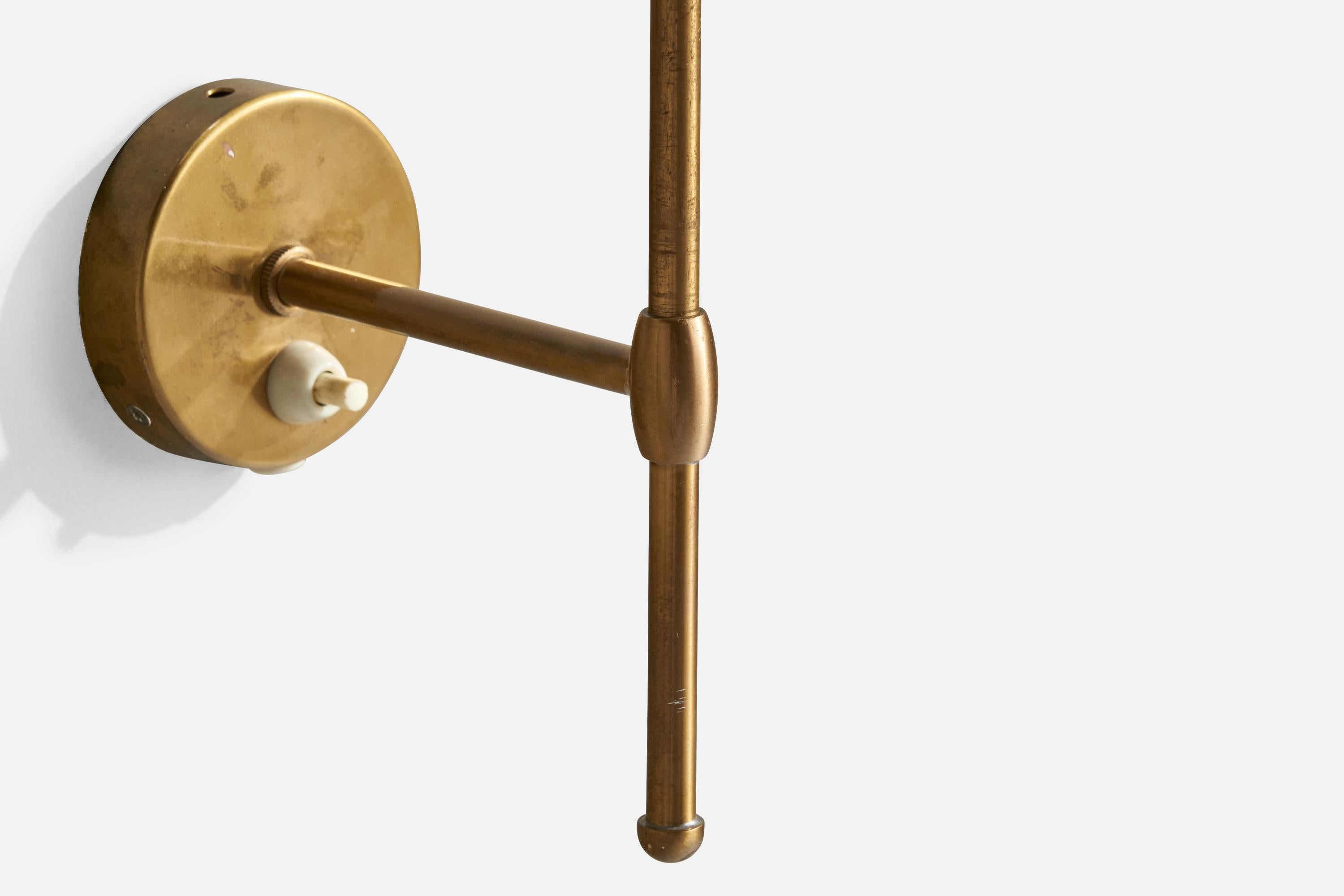 Mid-20th Century Alf Svensson, Wall Light, Brass, Glass, Sweden, 1960s For Sale