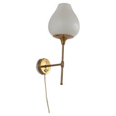 Alf Svensson, Wall Light, Brass, Milk Glass, Sweden, Bergboms, c. 1950s