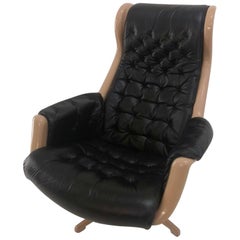 Alf Svensson & Yngvar Sandström Black Loungchair "Galaxy", Dux, 1968