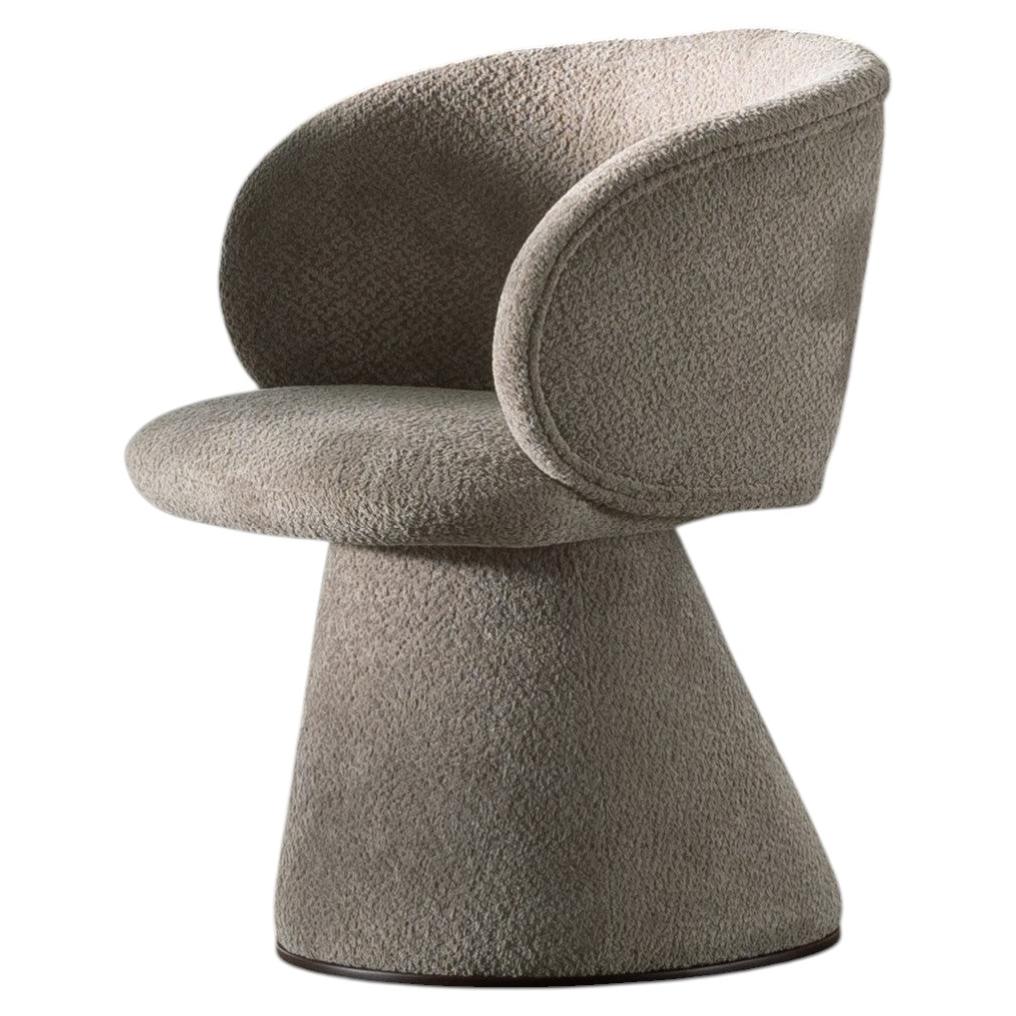 ALF Upholstered Dining Chair in Warm Beige Bouclé Fabric (Swivel or Fixed) For Sale