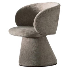Silla de Comedor Tapizada ALF en Tejido Bouclé Beige Cálido (Giratoria o Fija)
