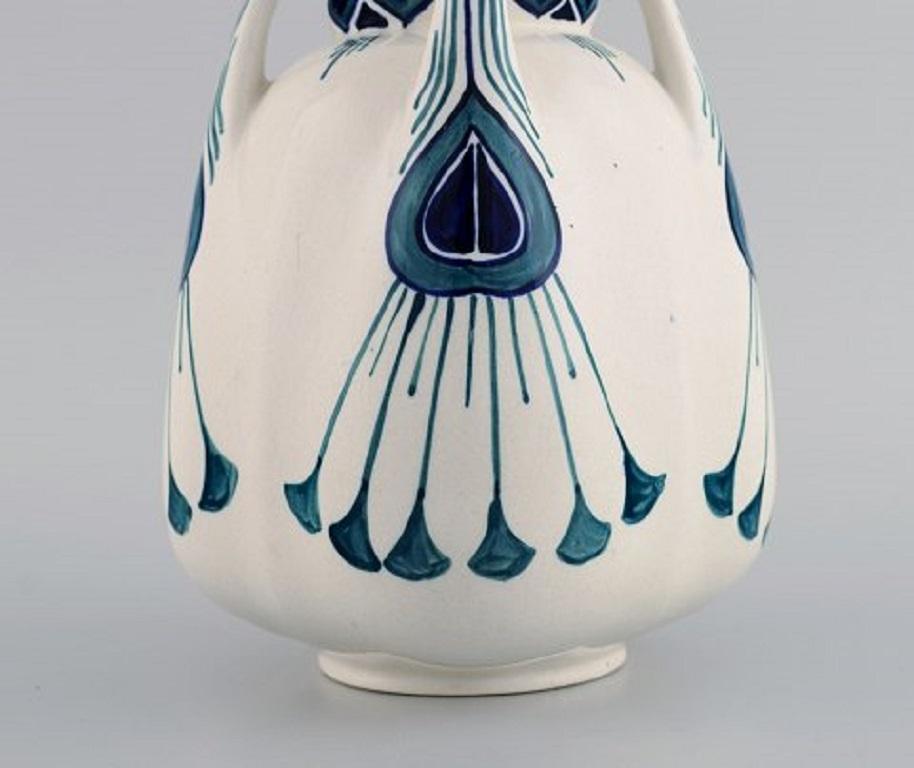 Swedish Alf Wallander for Rörstrand, Vase with Four Handles in Hand Painted Ceramics For Sale