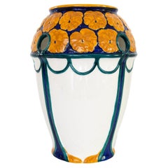 Alf Wallander Swedish Art Nouveau Period Vase with a Crown of Orange Flowers