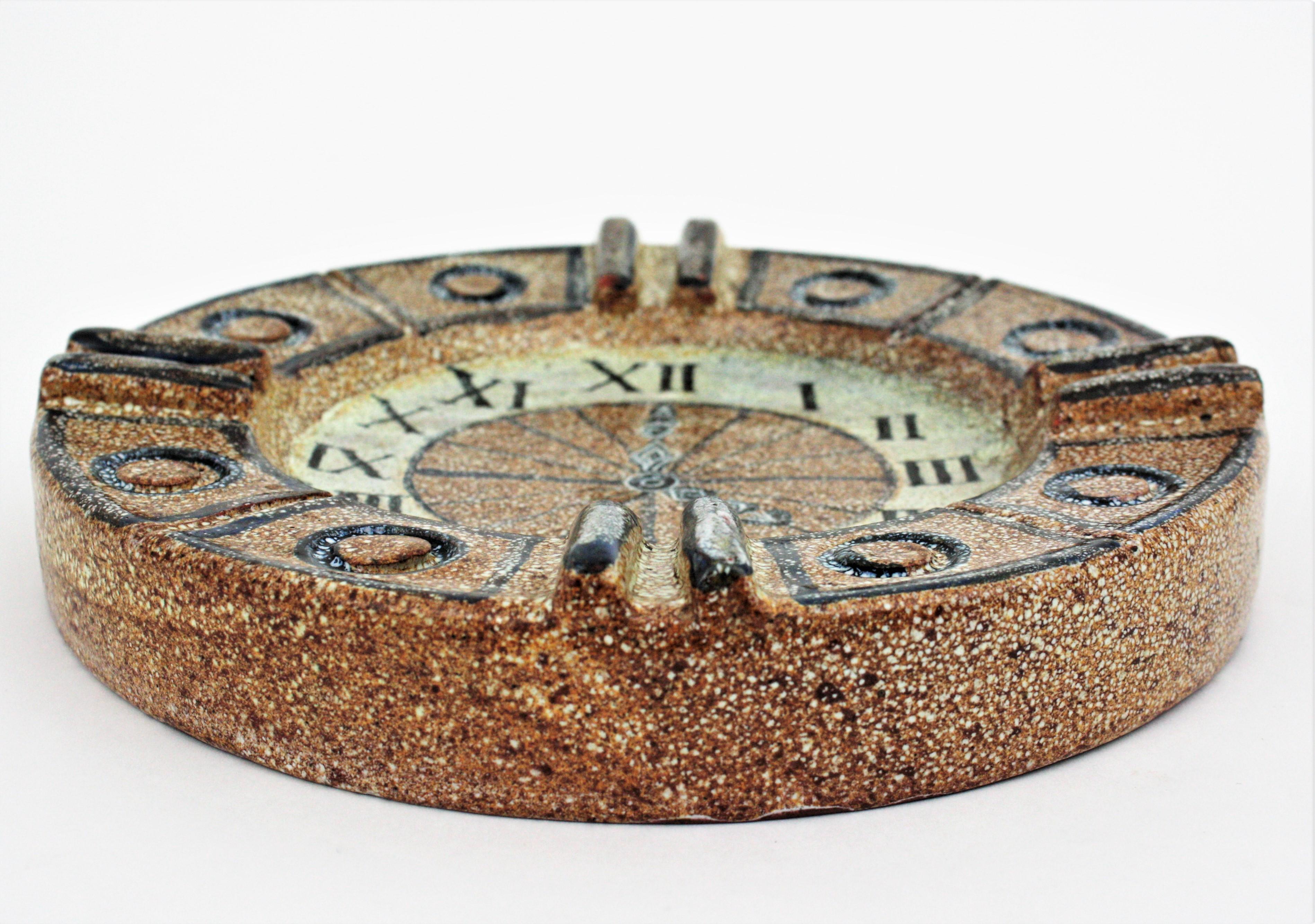 Posacenere / Vide-Poche in maiolica spagnola, design a orologio, anni '60 in vendita 1